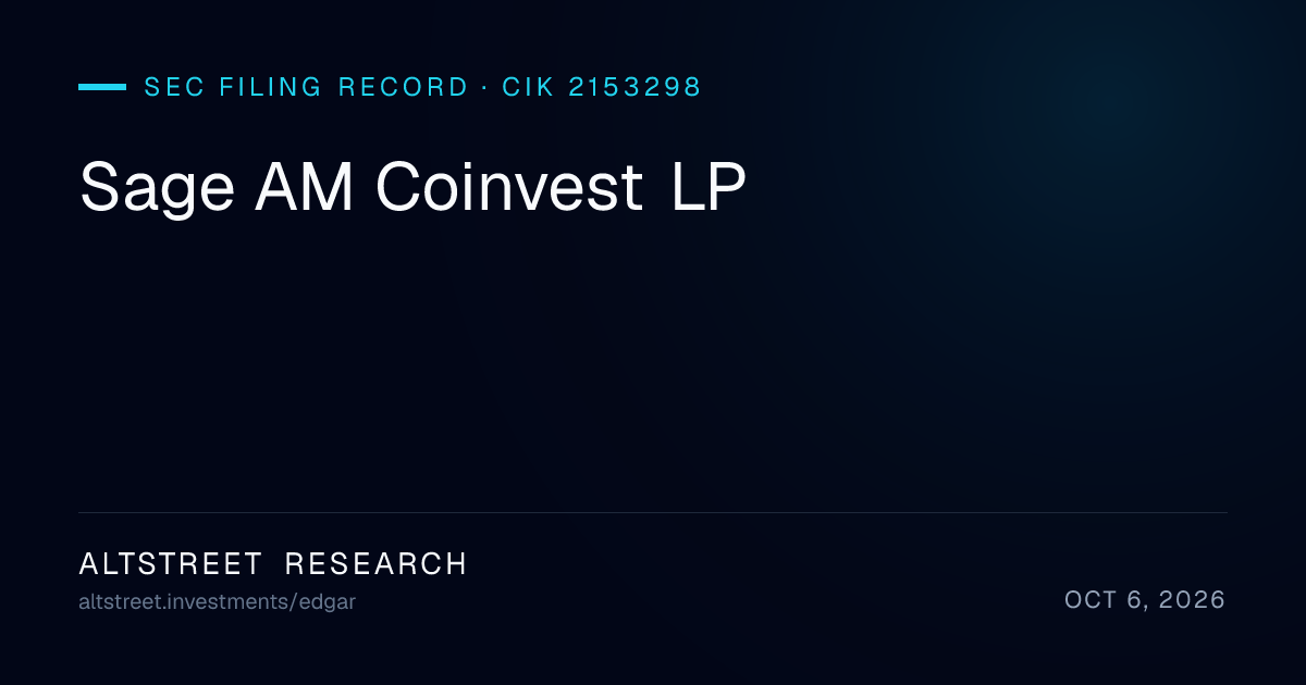 Sage AM Coinvest LP 2026: Is It Legit? Form D Raise, Investors, Who Is ...