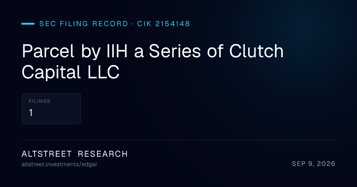 Parcel by IIH a Series of Clutch Capital LLC 2026: Is It Legit? Form D ...