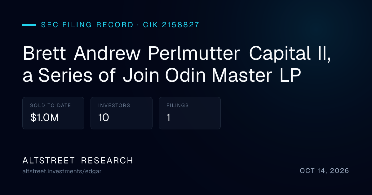 Brett Andrew Perlmutter Capital II, a Series of Join Odin Master LP ...